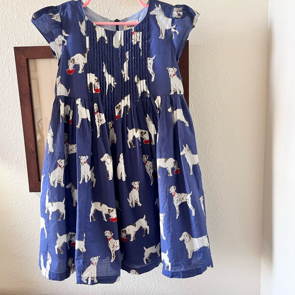Mini Boden Blue Dog Print Kids Dress